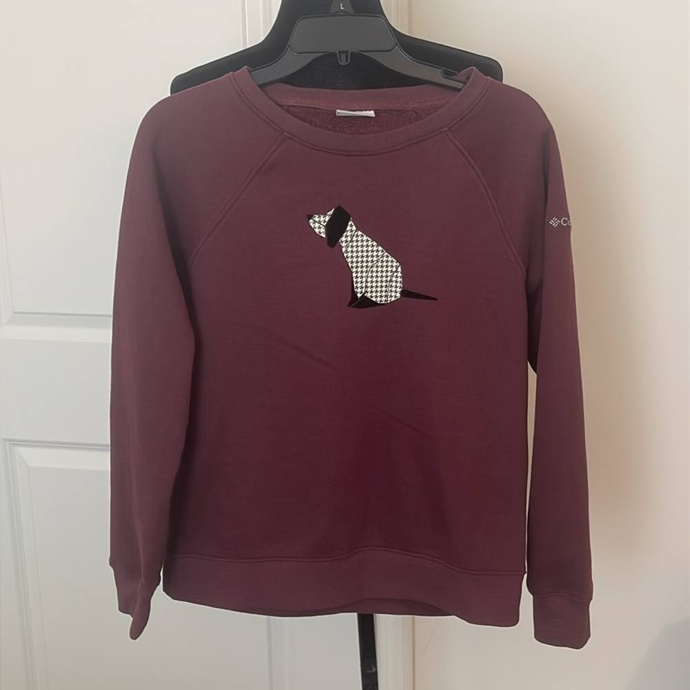 Columbia Graphic Dog Maroon Crewneck Sweatshirt Size Medium